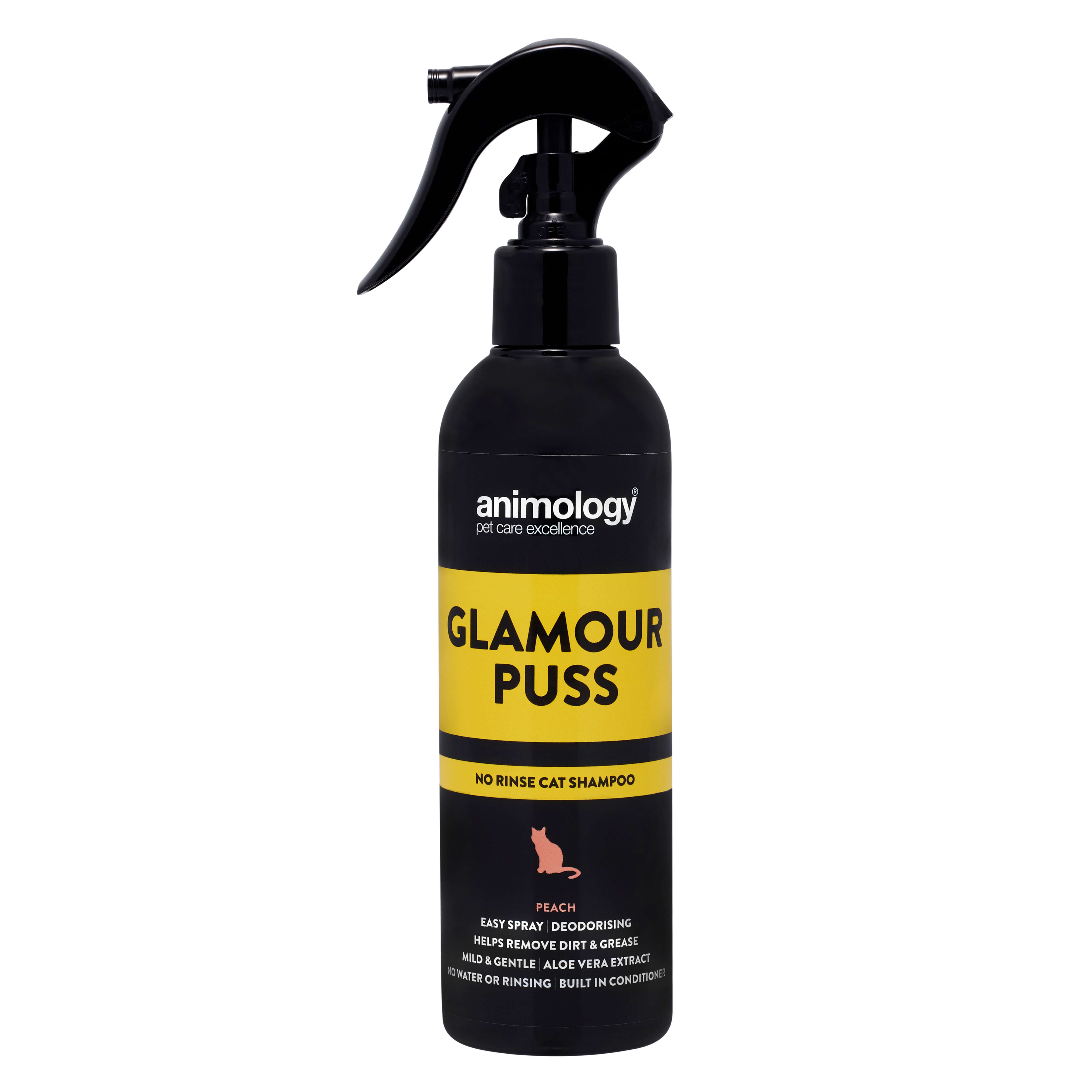 Glamour Puss No Rinse Cat Shampoo 250ml Peach Animology