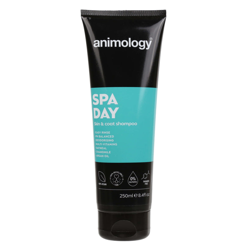 spa day luxury oatmeal, argan oil and chamomile shampoo for dogs