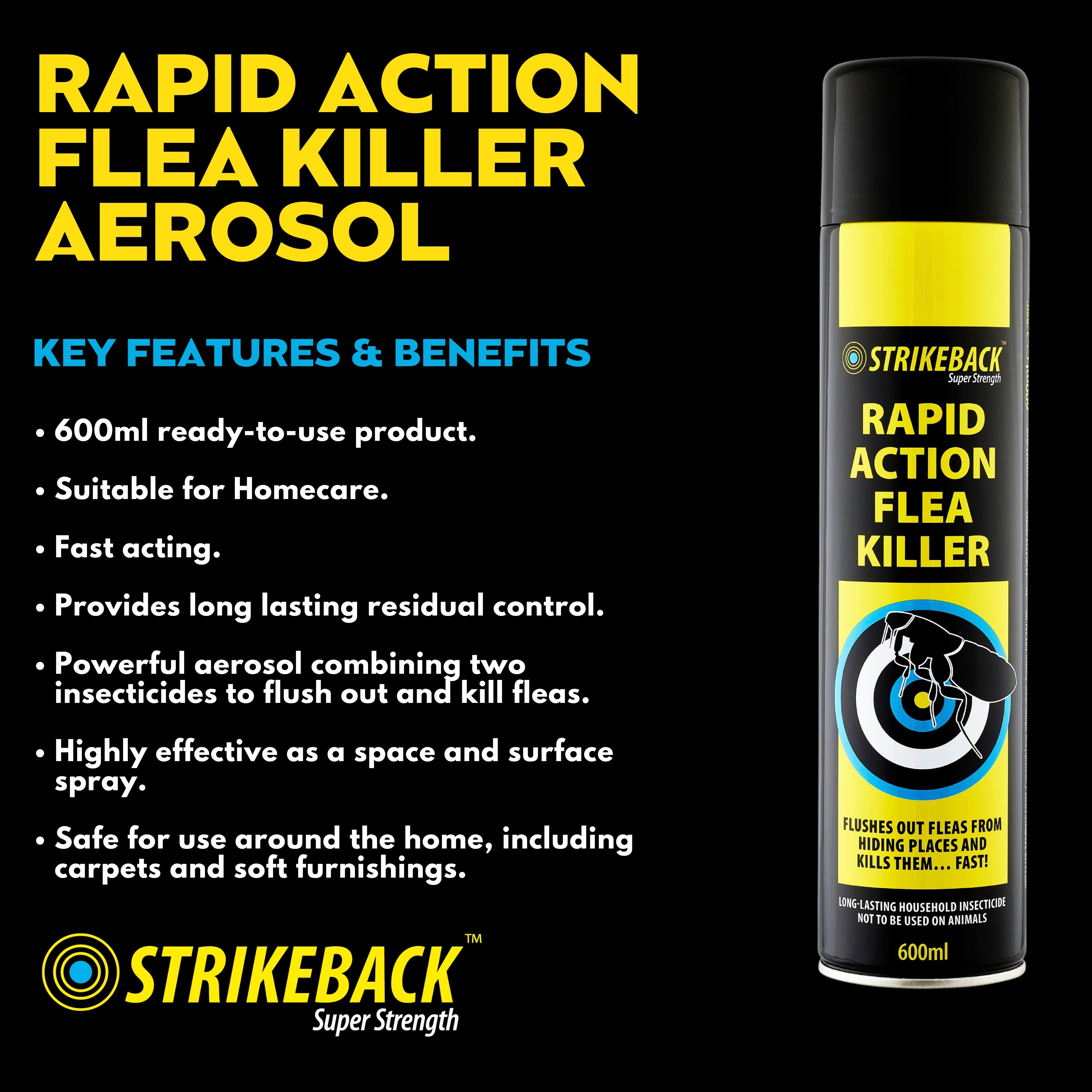 Strikeback Rapid Action Flea Killer Aerosol 600ml