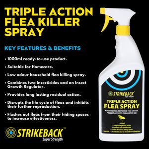 Strikeback Triple Action Flea Killer Trigger Spray, 1 Litre