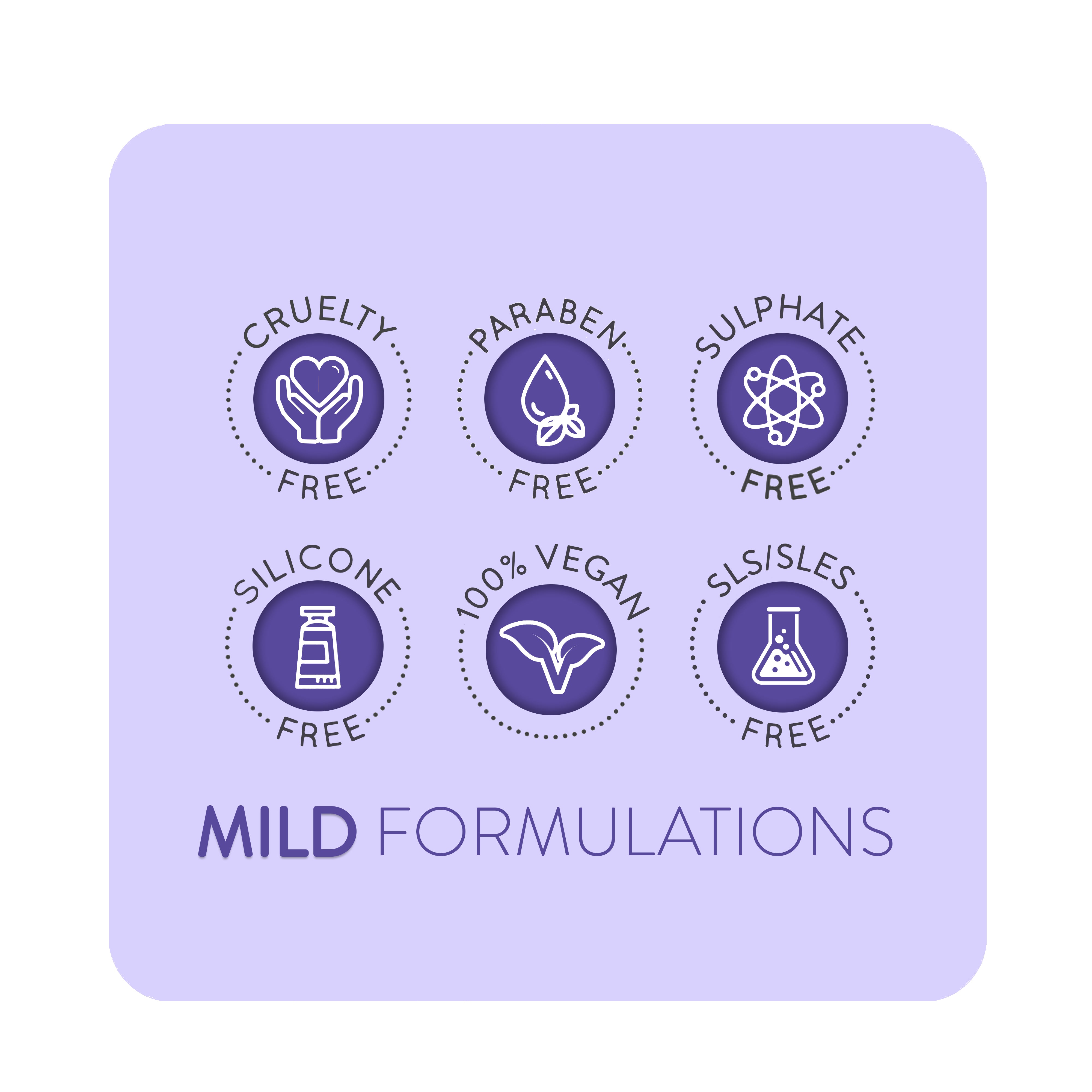 Animology Mild Formulations: cruelty free, paraben free, sulphate free, silicone free, 100% vegan, SLS/SLES free